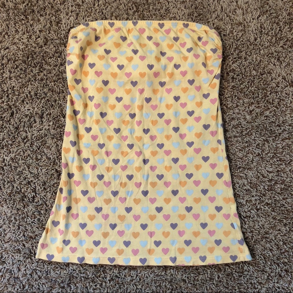 Tube Top with Colored Hearts Print